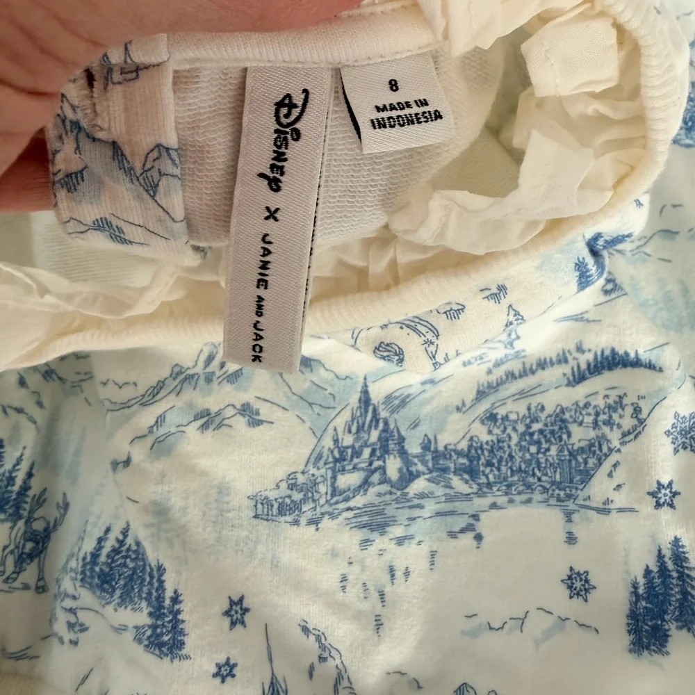 Janie and Jack Cream and Blue Scenic Print Matching Set
